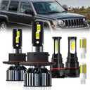 For Jeeppy Patriot 2010 2011 2012 2013 2014 2015 2016 2017 Headlight Bulbs, 9008/H13 High Low Beam + 5202/H16 Fog Light Bulbs + Turn signal Lights, Pack of 6
