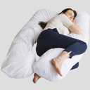 MINICAMP First Organic U-Shape Pregnancy Pillow for Sleeping with Natural Kapok Filling and GOTS Certified Cotton Cover. Nursing & Comfort Pillow for Maternity Support with Removable Cover Included! (Plain White)