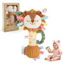 TYRY.HU Baby Rattles Toy, Plush Lion Rattle, Stuffed Animal Hand Rattles,Infant Grab Shake Rattle, Crinkle & Squeaker,Soft Sensory Toy with Sound for Babies 0-6 6-12 Months, Lion