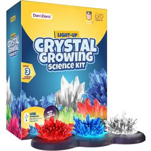 Crystal Growing Kit for Kids - Science Experiments for Boys and Girls Ages 6-12 Year Old Girl Gifts - Boy Toys STEM Crafts Activities, DIY Projects - Gift for Kids Age 6 7 8 9 10 11 12 (Light-up)