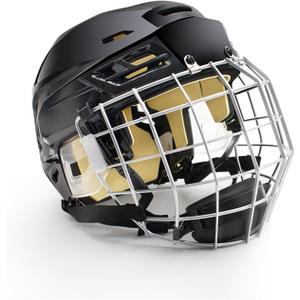 Breathable Ice Hockey Helmet with Protective Cage, Impact Resistant Hockey Head Gear for Youth & Adult, X-Large