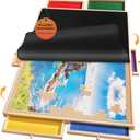 1500 Piece Rotating Puzzle Board Pro, 34" x 25" with 6 Drawers, Rubber Cover Mat, 360 Lasy Susan, Sort-Wise Colorful Felt Drawers & 4 Trays, Wooden Jigsaw Puzzle Table, Birthday Gifts for Mom