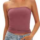 Darong Womens Padded Tube Tops Bulit in Bra Strapless Crop Tops Bandeau Double Lined Basic Going Out Tank Top (Small, Merlot)