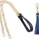 PATIKIL Purse Chain Strap, 39 Inch Leather Chain Straps Purse Strap Replacement Flat Chain Strap with Tassel for Crossbody Bag Handbag Woman, Blue/Gold