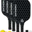 Feel my rhythm Pickleball Paddles Set of 4 with 4 Balls - USAPA Approved Fiberglass Surface, Lightweight, Non-Slip Grip - Premium Paddle Set for All Skill Levels Indoor & Outdoor (Black)