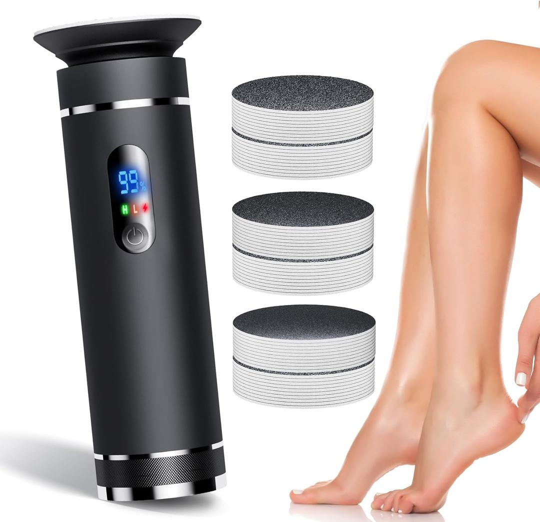 Ranrose Electric Callus Remover for Feet Rechargeable Portable Electric Foot File for Dead Skin Foot Grinder with 60pcs Replacement Sandpaper Disk 2 Speed Professional Pedicure Tools for Feet