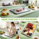 Stainless Steel Cutting Board for Kitchen, 17" x 11" Large Heavy Duty Chopping Board with Juice Grooves, Double Sided Defrosting Tray, Non-Slip Rust Resistant, Dishwasher Safe