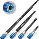 4-Piece 2", 4", 6", 12" Drill Bit Extension Set, Magnetic Screwdriver Bit Holder Extender with Aluminum Sleeve, 1/4 Inch Hex Shank Quick Release Extension Adapter, Durable CR-V Steel