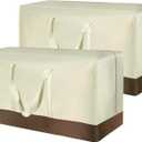 2 Pack Patio Cushion Storage Bags 420D Waterproof Outdoor Storage Bag Furniture Cushion Cover Christmas Tree Storage Bag with Handles and Zipper 60"L x 20"W x 28"H Beige