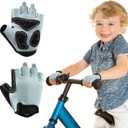 2 x Braventure Kids Bike Gloves for Age 4-13: Half Finger Fingerless Workout Gloves Non-Slip Gel for Bike Motorcycle