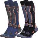 Merino Wool Ski Socks Mens Womens 2 Pairs for Skiing, Snowboarding, Thermal Knee High Winter Warm Sports Performance Socks (X-Large)