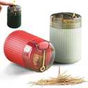 Automatic Toothpick Dispenser Holder with Toothpicks, Pop Up Toothpick Dispenser, Toothpicks Container Storage Box - Christmas Decoration (Light Green+Red)
