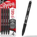 Sharpie S-Gel Pens, Medium Point (0.7mm), Black Ink, 4 Count - Ideal for Writing, Journaling, Drawing, Coloring, Note-Taking, College Supplies
