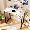 DUMOS 32 Inch Small Computer Desk for Home Office, Modern Study Work Table Simple Style for Bedroom, Writing Desks with X-Shaped ReInchforcement, Black