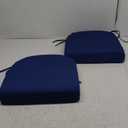 idee-home Outdoor Chair Cushions Set of 2, Thick 19" x 19" x 3" Outdoor Seat Cushions Patio Furniture Waterproof with Ties, Dining Pads (Dark Cerulean)