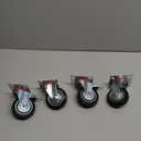 H&S Heavy Duty 75mm Caster Wheels for Trolley & Furniture  4 Casters with Brakes, Double Ball Bearing Swivel Heads, Black
