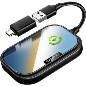 Wireless CarPlay Adapter for Apple iPhone, Converts Factory Wired CarPlay to Wireless CarPlay 2024 Upgrade Plug & Play Auto Connect for Cars from 2015 & iPhone iOS 10+ Black Not for Tesla & Andorid