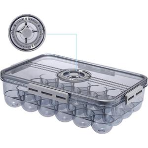 BSTKEY Egg Holder for Refrigerator, Egg Container with Time Scale, Egg Holder with Lid for Kitchen Storage, Stackable Tray for 24 Eggs