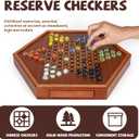 15-Inch Wooden Chinese Checkers Board Game Set Classic Strategy Game with 72 Glass Marbles, Dual-Sided Storage Drawer, Family Board Games for Adults, Educational Travel and Indoor Game