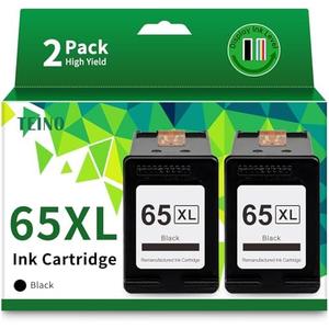 TEINO Remanufactured Ink Cartridge Replacement for HP Ink 65 65XL Black Ink Cartridge for HP Printers Envy 5055 5052 5058 DeskJet 3755 3700 2600 2655 3752 3720 3722 3723 3758 2652 2622 2624 (2 Black)
