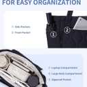 Ceneda Tote Bag for Women With 40oz Cup Holder, Puffer Work Laptop Tote Bag With Zipper for Travel, Teacher, Nurse (Black-1)