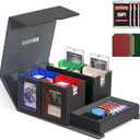 Card Deck Box for MTG with Commander Display, 5 in 1 Trading Card Storage Box Fits 400+ Double-sleeved Cards, Removable Deck Case for TCG/Sports Cards with Dice Tray, 4 Magnetic Card Holders(Colorful)
