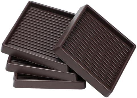 4x4 Square Rubber Furniture Caster Cups, Anti-Sliding Furniture Pads Bed Stopper Floor Protectors with Grip - Protect Any Flooring