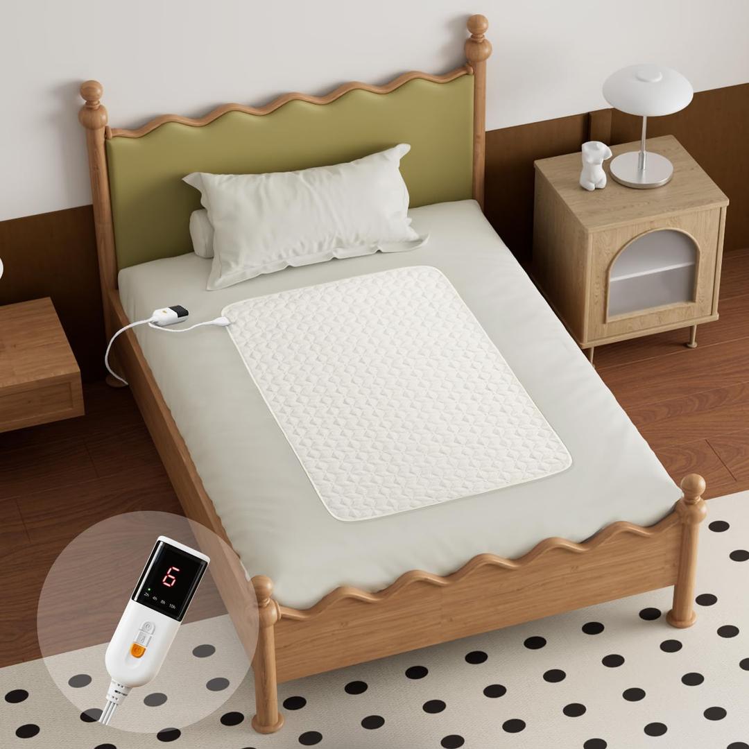 Gotcozy Heated Mattress Pad Mini Twin Size 31"x55" - Electric Mattress Pad with 9 Heat Settings & 10 Hour Auto Off Machine Washable(White)