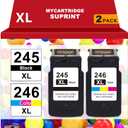 myCartridge SUPRINT 245XL Ink Cartridge PG-245 CL-246 Replacement for Canon Ink 245 and 246 Compatible for Canon 245XL 246XL Combo Pack for Pixma MG2522 TS3122 TS3322 MX490 TR4520 Printer 245 Ink