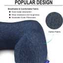 napfun Neck Pillow for Traveling, Upgraded Travel Neck Pillow for Airplane 100% Pure Memory Foam Travel Pillow for Flight Headrest Sleep, Portable Plane Accessories, Blue