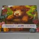 500-Piece Jigsaw Puzzle - Cute Highland Cow with Butterfly & Flower Design - Unique Challenging Family Puzzle, 20x20 Inches - Ideal Gift for Adults & Puzzle Enthusiasts