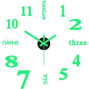 DIY Wall Clock Silent Frameless Wall Clocks Battery Operated 19.7 Inch Luminous Acrylic Wall Clock Sticker Modern Wall Clocks for Living Room Kitchen Bedroom Office (M)