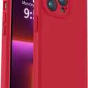 Vooii Compatible with iPhone 13 Pro Case, Liquid Silicone Upgrade, Camera Protection, Soft Anti-Scratch Microfiber Lining, Shockproof Phone Case for iPhone 13 Pro 6.1 inch - Red