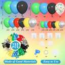 Amandir 153pcs Red Blue Yellow Green Black Balloon Arch Garland Kit, Different Sizes 18 12 10 5inch Metallic Silver Star Confetti Colorful Balloons for Birthday Carnival Video Themed Party Decorations