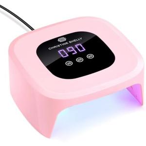 CHRISTINE SHELLY UV Nail Lamp Fast Curing for Gel Nails, 48W Plug-in Nail Dryer Sparkly UV Gel Nail Light Home Use DIY Auto Sensor 3 Timer Settings LCD Touch Screen Pink