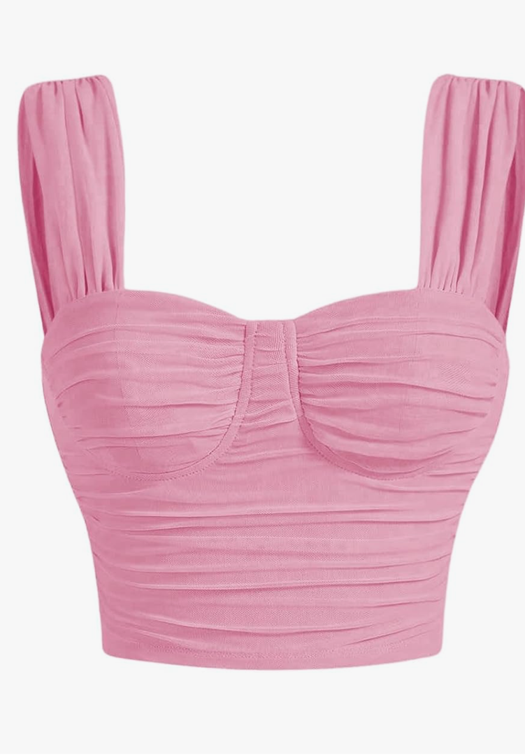 MakeMeChic Women's Bustier Corset Sleeveless Ruched Crop Y2k Tank Tops XL