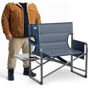 Timber Ridge XXL Director’s Chair – Heavy Duty Folding Camping Chair for Adults, 500 lb Capacity, Extra Wide Padded Seat for Camping, Sports, Lawn, Courtyard, and Outdoor Use, Blue, Oversized
