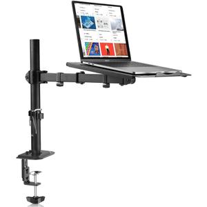 suptek Laptop Notebook Desk Mount Stand, Adjustable Single Monitor Laptop Arm Mount with Ventilated Tray,up to 17 inch,Holds up to 22 lbs
