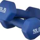 Amazon Basics Neoprene Hexagon Workout Dumbbell Hand Weight, 4.5kg / 10lbs, Navy Blue - Set of 2