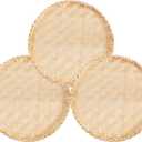 3 Pieces Handmade 13 Inch Wicker Round Fruit Basket Bamboo Woven Basket Tray Woven Food Storage Decorative Serving Tray Wall Hanging Baskets Kitchen Storage Farmhouse Decor Wall Decor Living Room