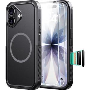 Diverbox Magnetic for iPhone 17 Case-(Compatible with MagSafe) Heavy Duty Protection Phone Case with Camera Control Button with Screen Protector Shockproof Drop-Proof 6.3 inch (Black)