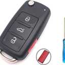 Keyless Entry Replacement Key Fob Cover Case fit for VW Jetta Passt Remote Control Key Fob Shell 4 Buttons (Black 1)