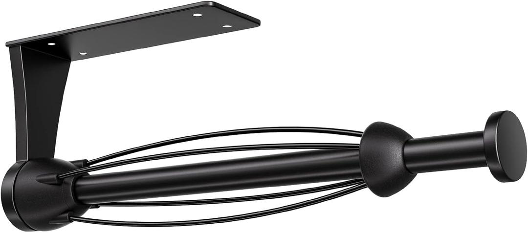 Paper Towel Holder Under Cabinet, Single Hand Operable Wall Mount with Damping Effect, Self-Adhesive or Drilled for Kitchen Bathroom, Black