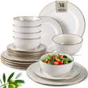 GBHOME Ceramic Dinnerware Sets,18 pcs Embossed Elegant Stoneware Plates and Bowls Sets, Housewarming Wedding Gift | Dishwasher & Microwave Safe | Dishes Set Service for 6