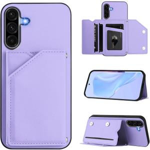 LEMAXELERS Compatible with Samsung Galaxy A26 5G Wallet Case with Credit Card Holder Premium Leather Magnetic Clasp Kickstand Shockproof Protective Phone Cover for Galaxy A26 5G. Purple FG