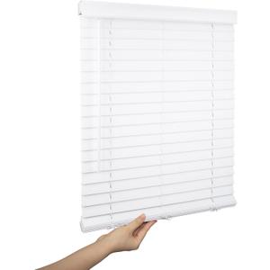 Allesin Faux Wood Blinds 2 inch Slat Cordless Design Room Darkening Blinds for Indoor Windows Easy to Install & Durable Horizontal Windows Blinds Inside/Outside Mount,34.5" W x 60" L,Pearl White