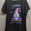 Gnome I Believe There are Angels Among Us Dragonfly T-Shirt (Black, XXL)