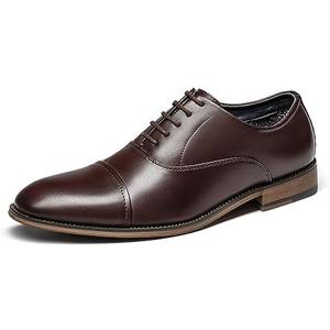 Bruno Marc Men's Lace Up Soft Cap-Toe Formal Dress Shoes, Size 6.5, Dark Brown