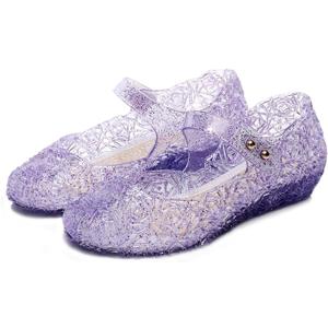 Flats Mary Jane Dance Party Cosplay Shoes, Snow Queen Princess Sandals for Little GirlsToddler, Birthday, Christmas (Purple)