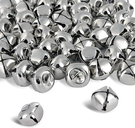 BigOtters 50 Pcs Jingle Bells for Crafting, 1 Inch Craft Bells Bulk for DIY, Home Christmas Decoration, Silver